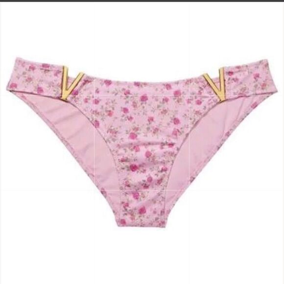 Victorias Secret Swim V-Hardware Padded Bikini Top & bottom Set Ditsy pink L - Picture 4 of 10